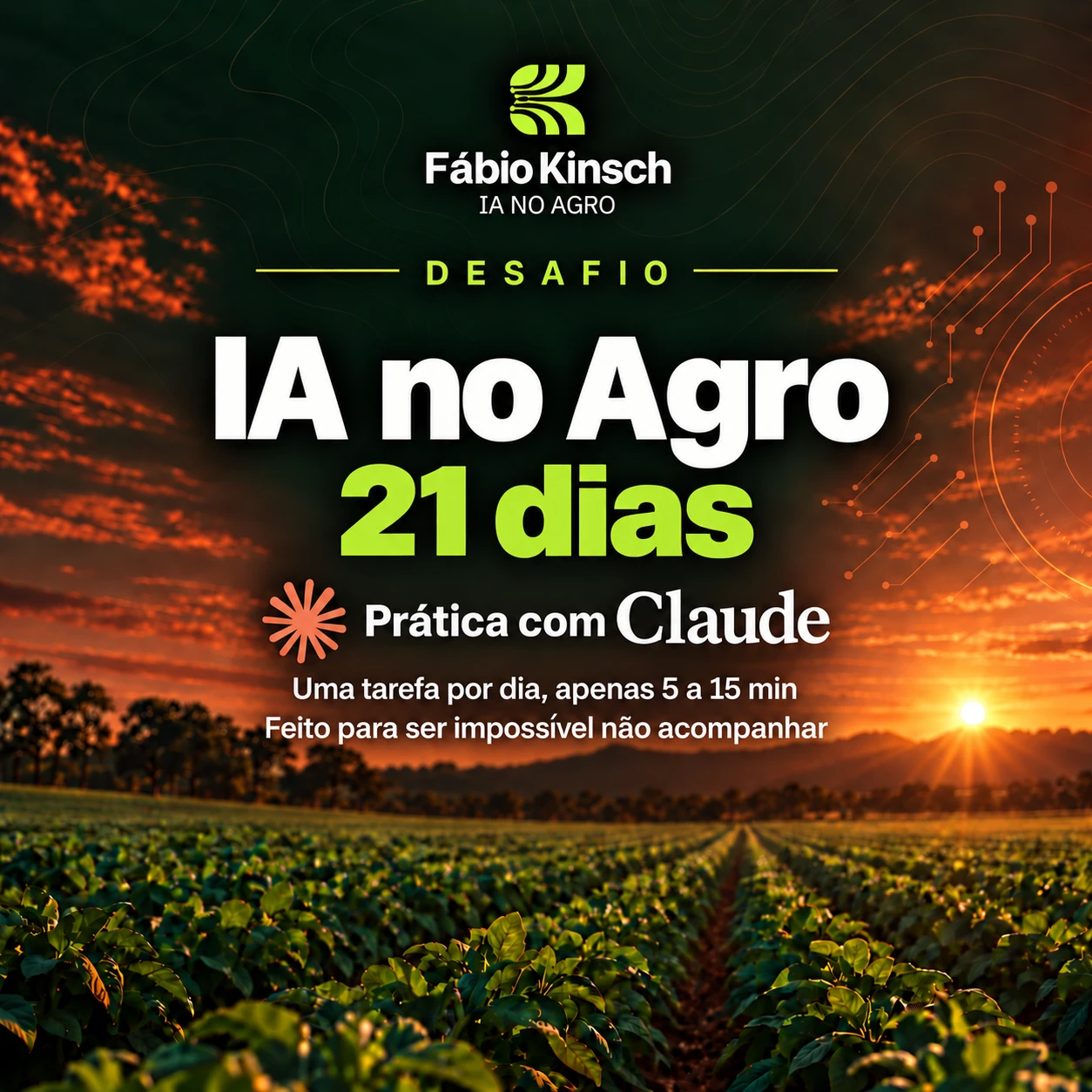 Capa do Desafio 21 Dias IA no Agro com Claude